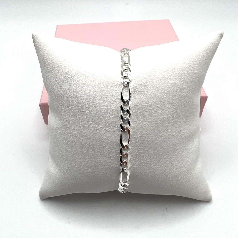 8” .925 Sterling Silver 4mm Figaro Chain Bracelet